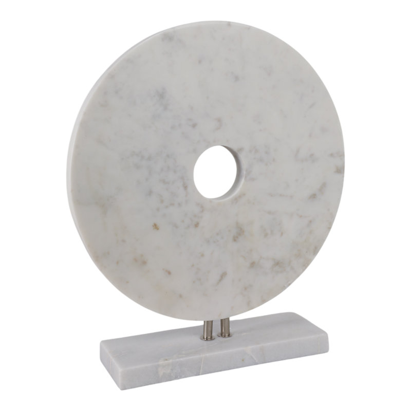 Ryung Decorative Sculpture with Circular Design in Stone Aluminum MDF and Marble Featuring Abstract Artistic Silhouette and Freestanding Form for Contemporary Accent Display