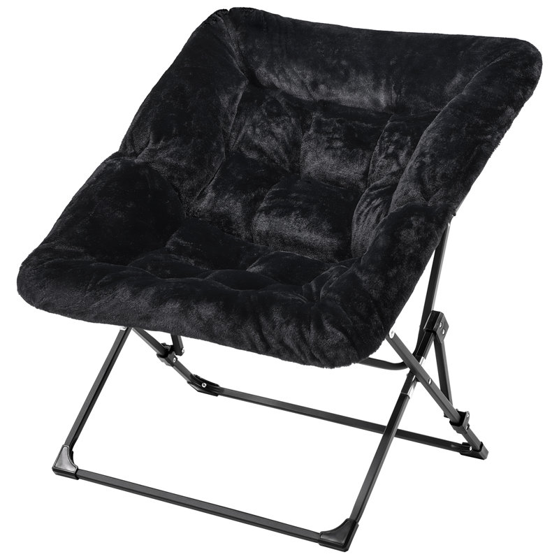 Reace Folding Papasan Accent Chair, Black/Black