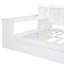 Lit de jour double en bois avec 3 tiroirs, ports USB et bureau, blanc