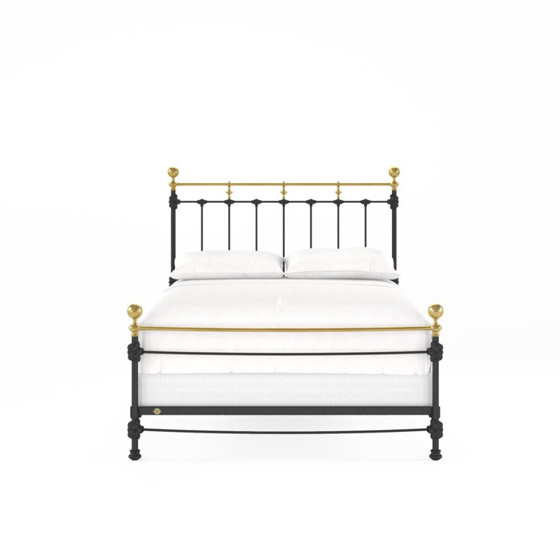 Bed, Queen, Gloss Black/Antique Gold
