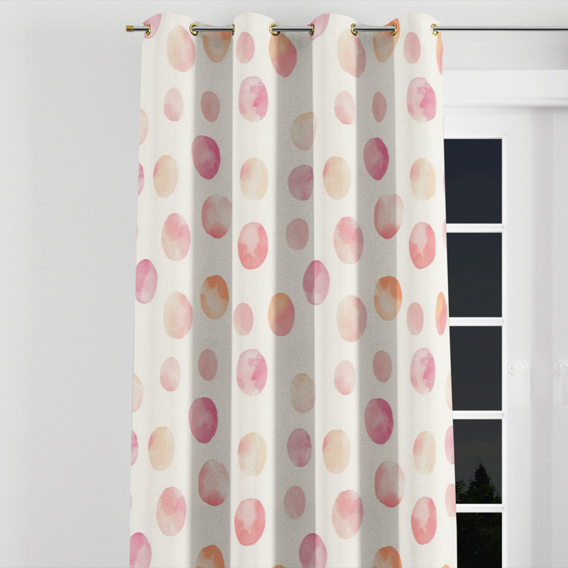 French Country Room Darkening Curtains - Geometric Shapes Borgar Grommet Curtain - 1 Panel, Gold Grommets, 52" W x 95" L