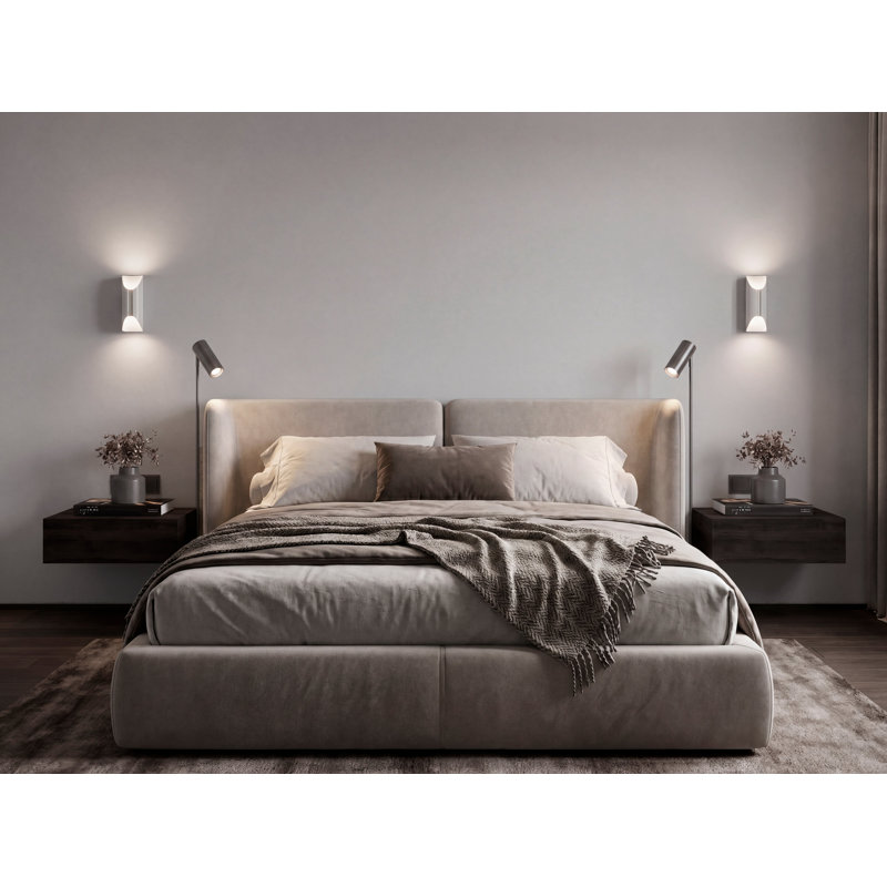Ensemble de 2 tables de chevet murales flottantes Custer pour chambre à coucher Custer, Brun