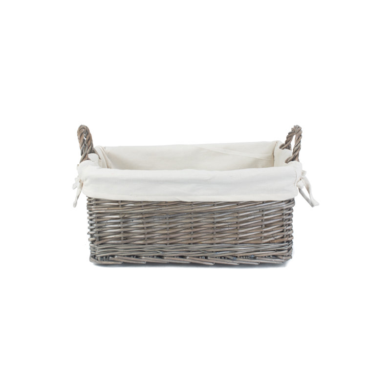 Shallow Lined Wicker Storage Basket