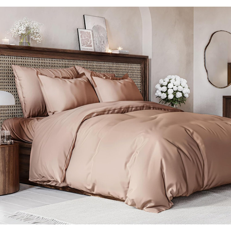 Premium 3-Piece Duvet Cover Set - Hotel Quality Soft & Cooling Comforter Cover With Zipper & Matching Pillowcases, Mauve