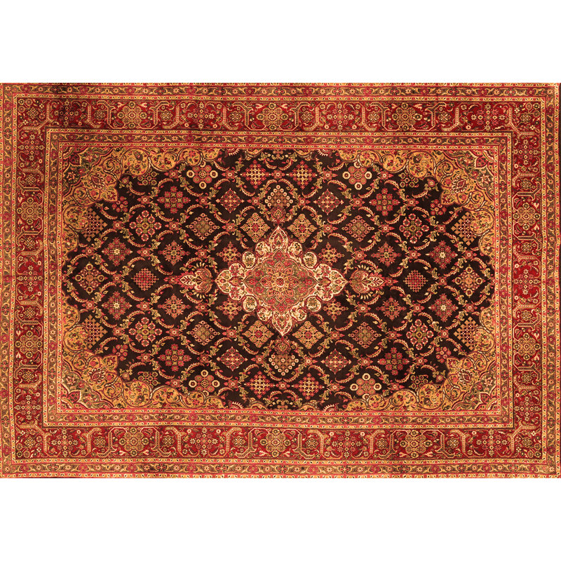 Tapis oriental rouille / brun / beige tissé à la machine 7 pi x 9 pi Blayre