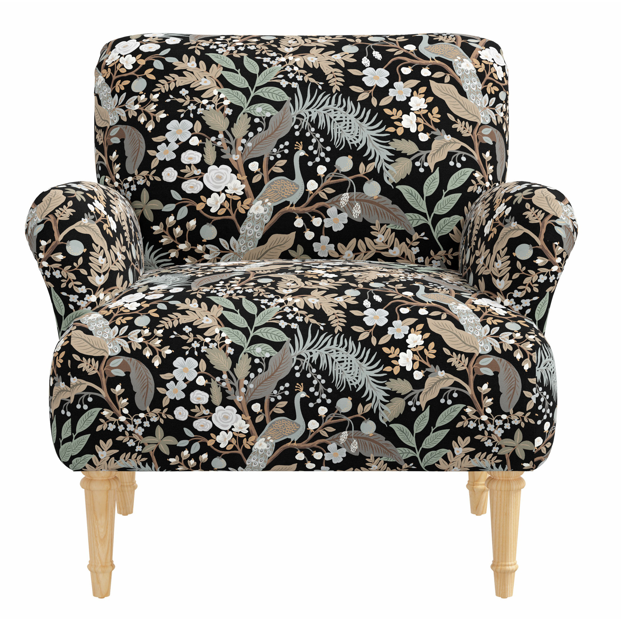 Rifle Paper Co. x Cloth & Company Bristol Armchair, Rpc Peacock Black Linen