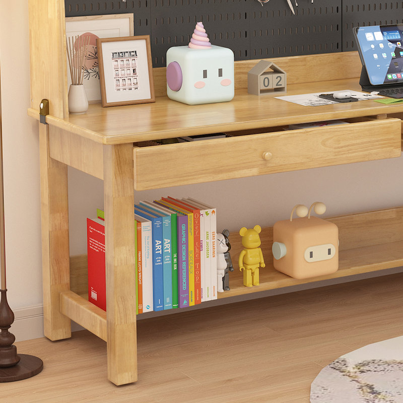 Bureau d'écriture rectangulaire pour enfants avec rehausse, Beige