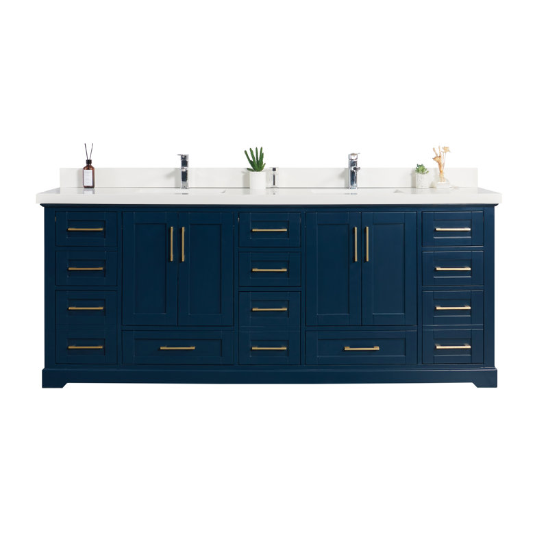 Straight White Quartz, Navy Blue