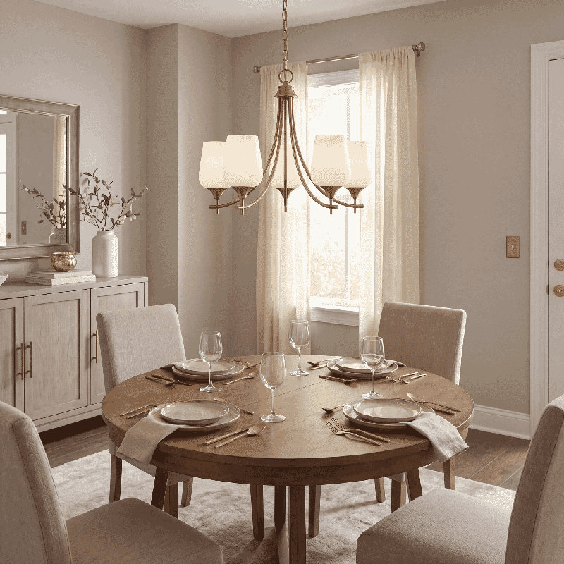 Breena 5-Light Chandelier, White, Satin Nickel