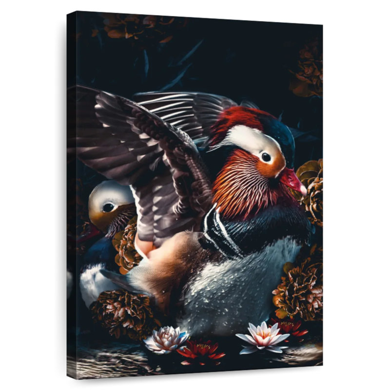 Dark Mandarin Ducks, 12" H x 8" W