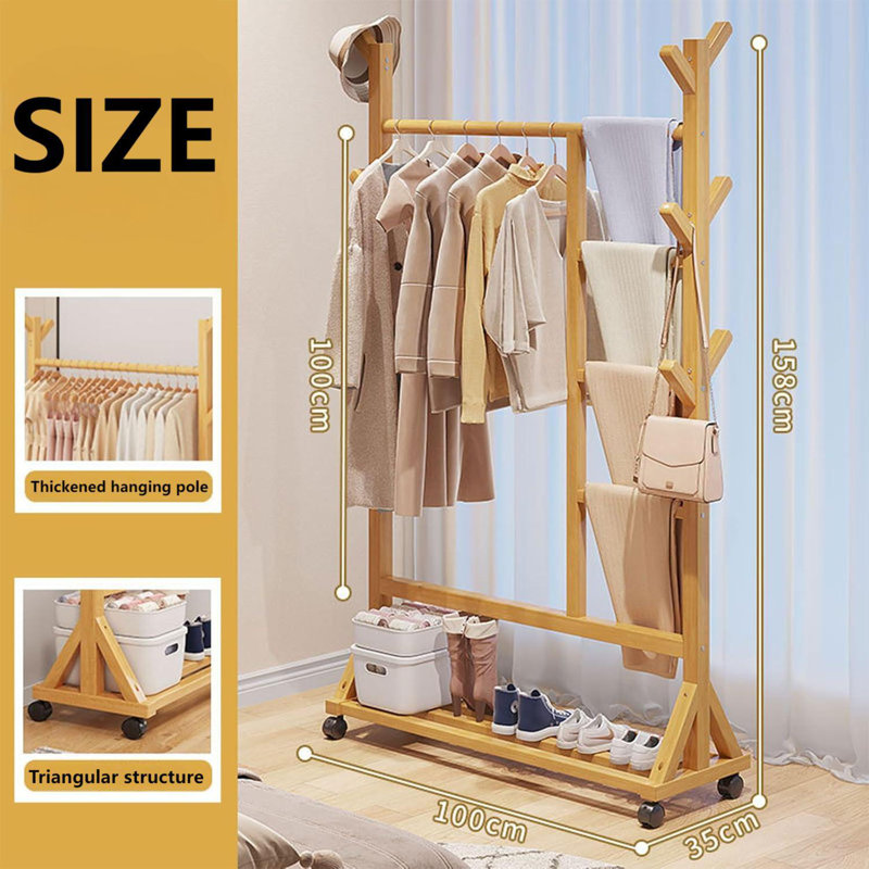 Étagère de rangement en bambou pour vêtements