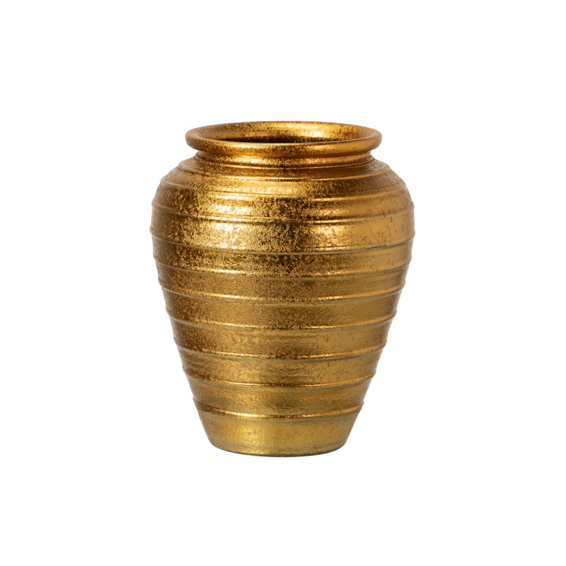 Ceramic / Porcelain Table Vase, 52cm H x 44cm W x 44cm D, Gold