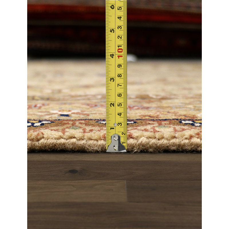 Baku Hand Knotted Wool Oriental Area Rug in Beige, Runner 2'6" x 7'
