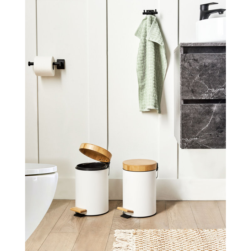 Set of 2 Pedal Waste Bins 3 L ECOSMART Metal, White