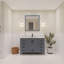 Ensemble de meuble-lavabo simple 48 po avec plateau en quartz blanc Rooh-101808777-101808778