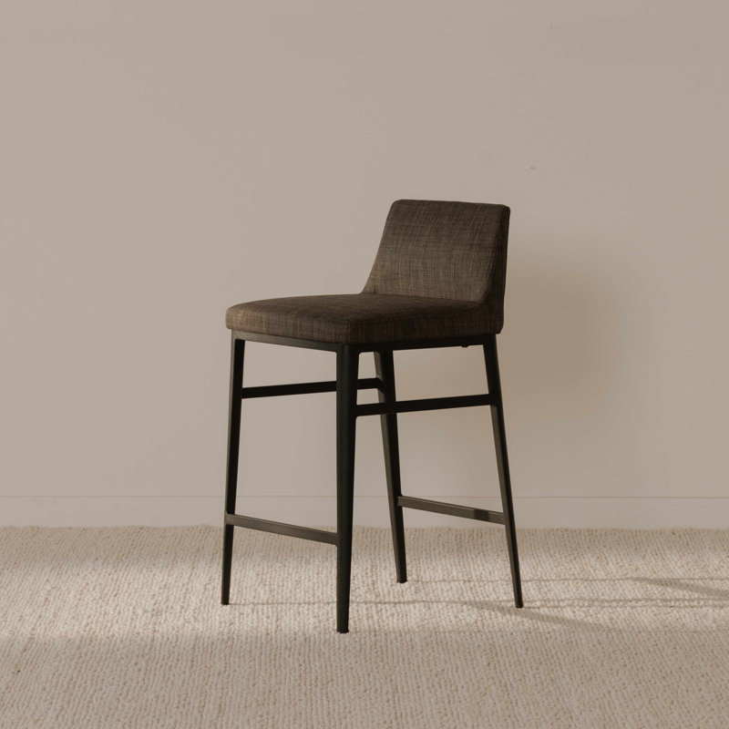 Baron Upholstered Stool with Metal Frame, Counter Stool (25.5” Seat Height), Charcoal