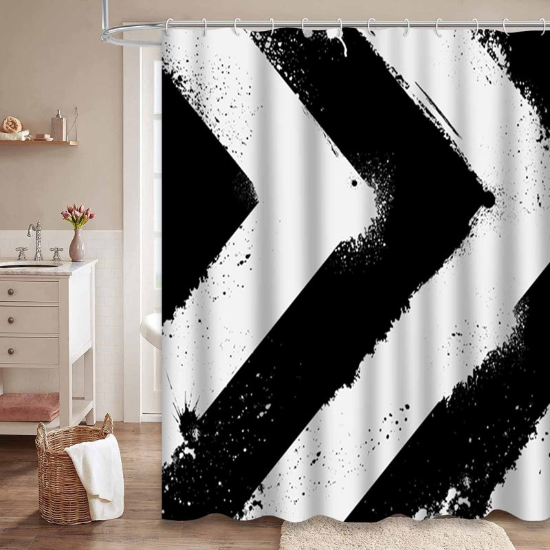 Rideau de douche abstrait avec 12 crochets, L 72 po x l 72 po