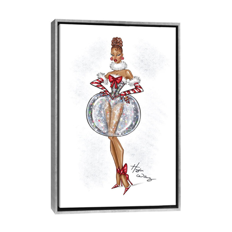 Snow Globe Dress - Reproduction d'art murale - Toile encadrée, Argent, H 40 po x l 26 po