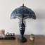 Lampe de table Haruko Tiffany avec abat-jour et base en vitrail bleu et ampoules DEL incluses: l 16 po x P 16 po x H 24 po-2019900069