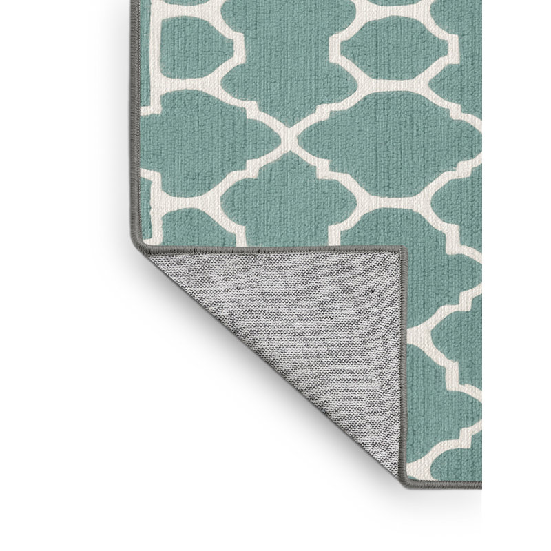 Machine Washable Trellis Gray Area Rug, Rectangle 2' x 3'