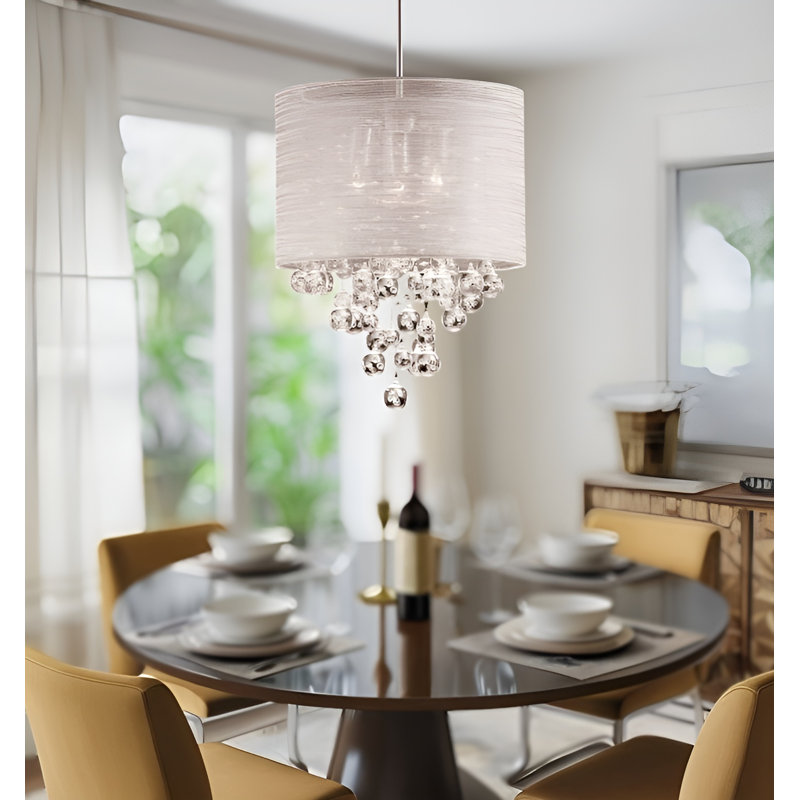 Lustre tambour moderne 3 lumières avec accents de cristal