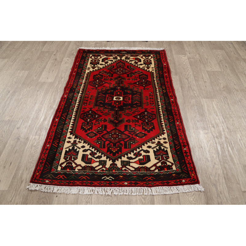 Tapis décoratif en laine noué à la main de conception unique 3 pi 2 po x 4 pi 11 po New Age