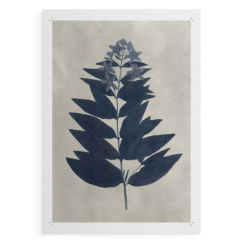 Fleurs bleu marine pressées IV - Impression sur toile seulement - NON-CADRE, H 60 po x l 40 po