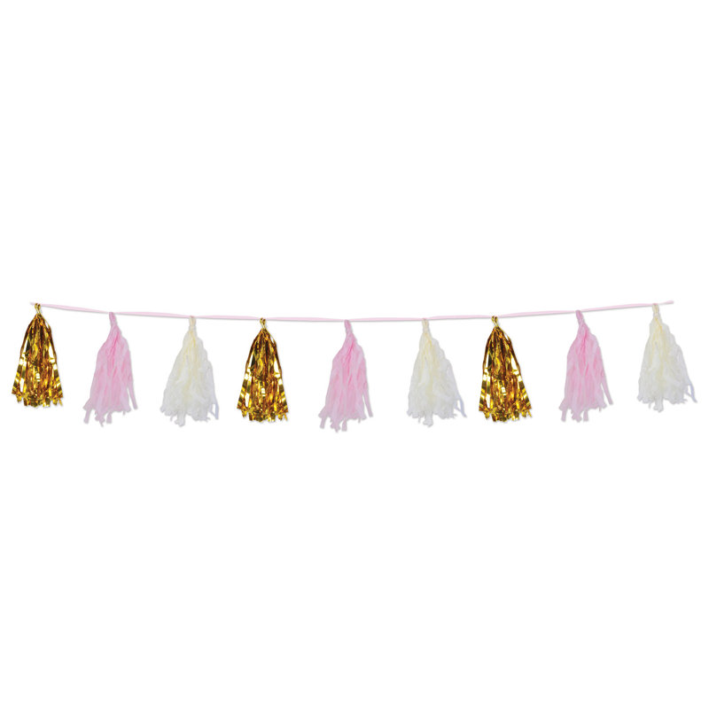Guirlande Tassel, Brun / rose / blanc