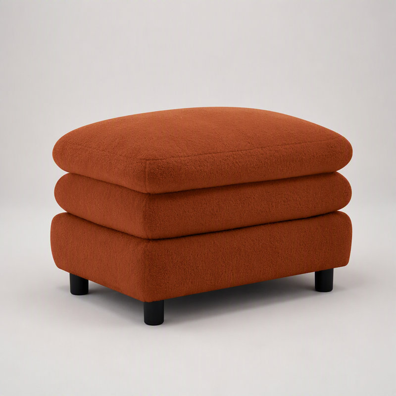 Canapé ottoman incurvé en tissu Teddy - Doux, élégant et modulable pour des espaces de vie polyvalents, Orange
