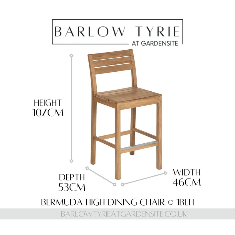 Bermuda Outdoor Teak Bar Stool, 29"