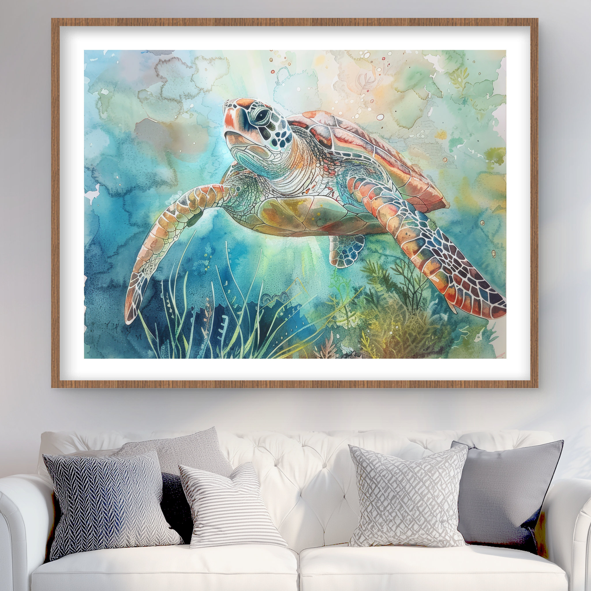 Lark Manor™ Turtle Turquoise Framed Matted Print for Home Decor | Art ...