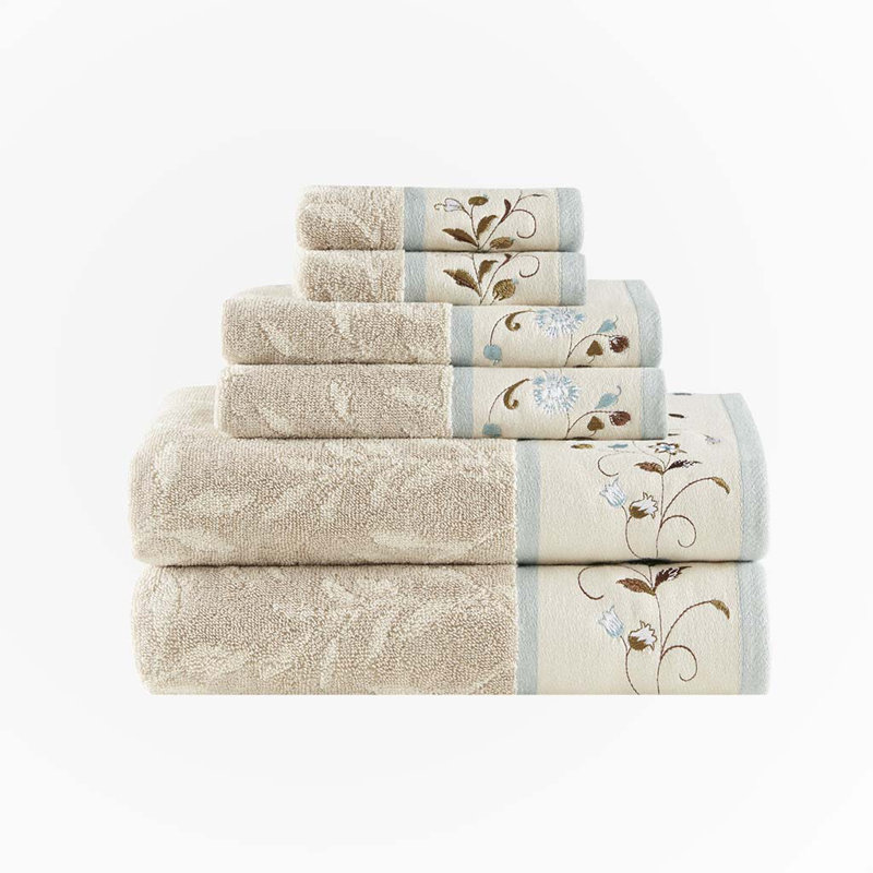 100% Cotton Jacquard 6 Piece Towel Set, Blue