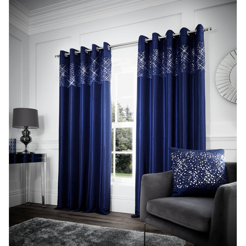 Glitzy Sequin Eyelet Curtains, 168 W  x 183 D cm, Grey