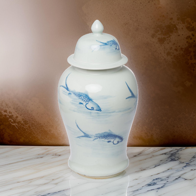 Dorcus Ceramic Ginger Jar, 18.9" H x 9.4" W