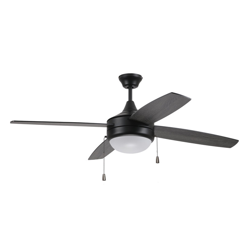 Phaze Energy Star 4 Blade 52'' Ceiling Fan with Light Kit, Flat Black