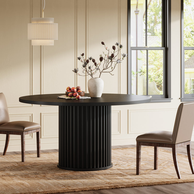 Round Dining Table, Black, Black