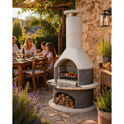 Big Horn Prime Wellington Concrete Outdoor Fireplace and Grill