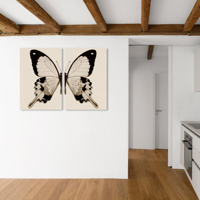 Ensemble de papillons sépia, ailes rétro rustiques par Oliver Gal - 2 pièces, impression