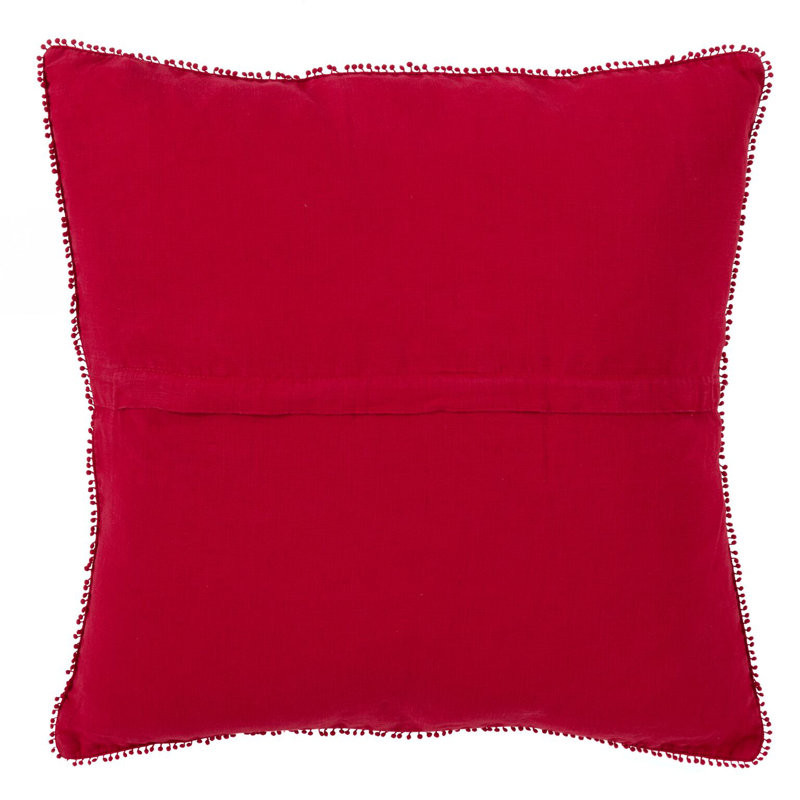 Garter Linen Down Throw Pillow, Red