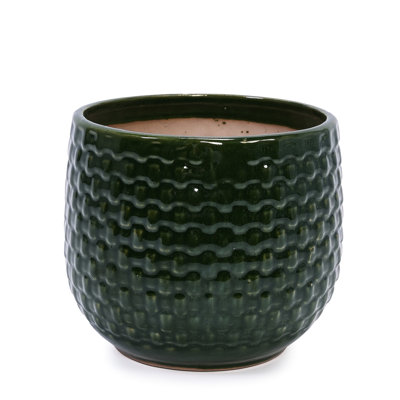 3 Dark Ceramic Planters For Indoor And Outdoor Flower Arrangements - Frost-, Heat-, Weather-, Reinforced Construction, Drainage Hole, 9.29" L X W 8.17" H, 11.82 Lbs Modern Planter  3 Pieces