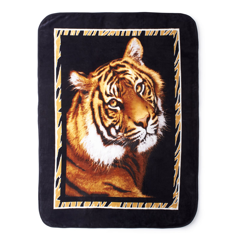 Oversized Black and Orange Fleece Electric Throw Blanket