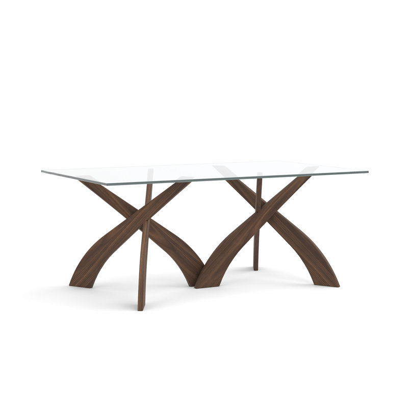 Entwine - Rectangular 42IN x 72IN Glass Top Table - Natural Walnut Finish, 30"H x 42"L x 72"W, Natural Walnut/Clear