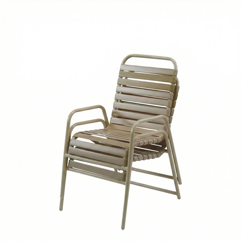 Chaise avec accoudoirs, Sangle de mastic / blanc rivière