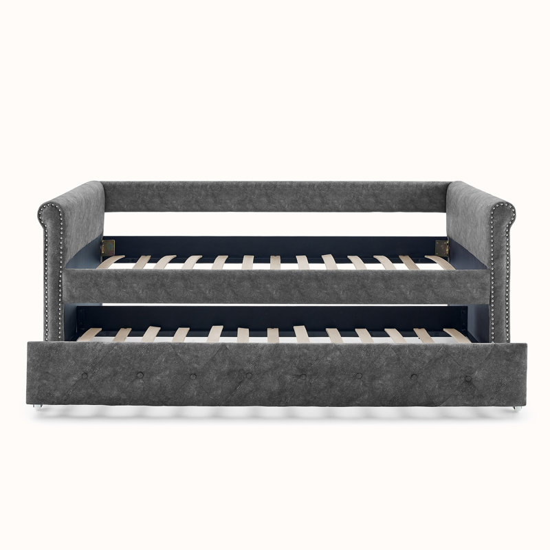 Canapé recouvert, Velours gris