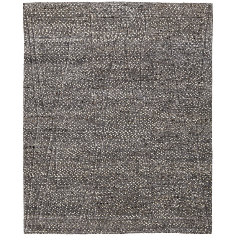 Dering Modern Polka Dots, Gray/Tan/Taupe Area Rug, Rectangle 8' x 10'