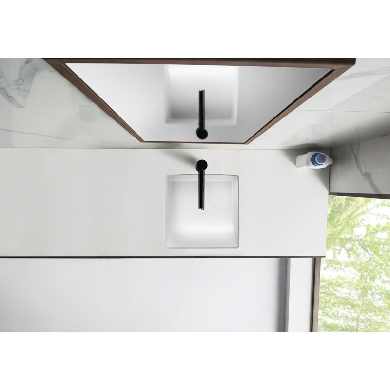 Cove Ceramic Square Undermount Bathroom Sink with Overflow, White