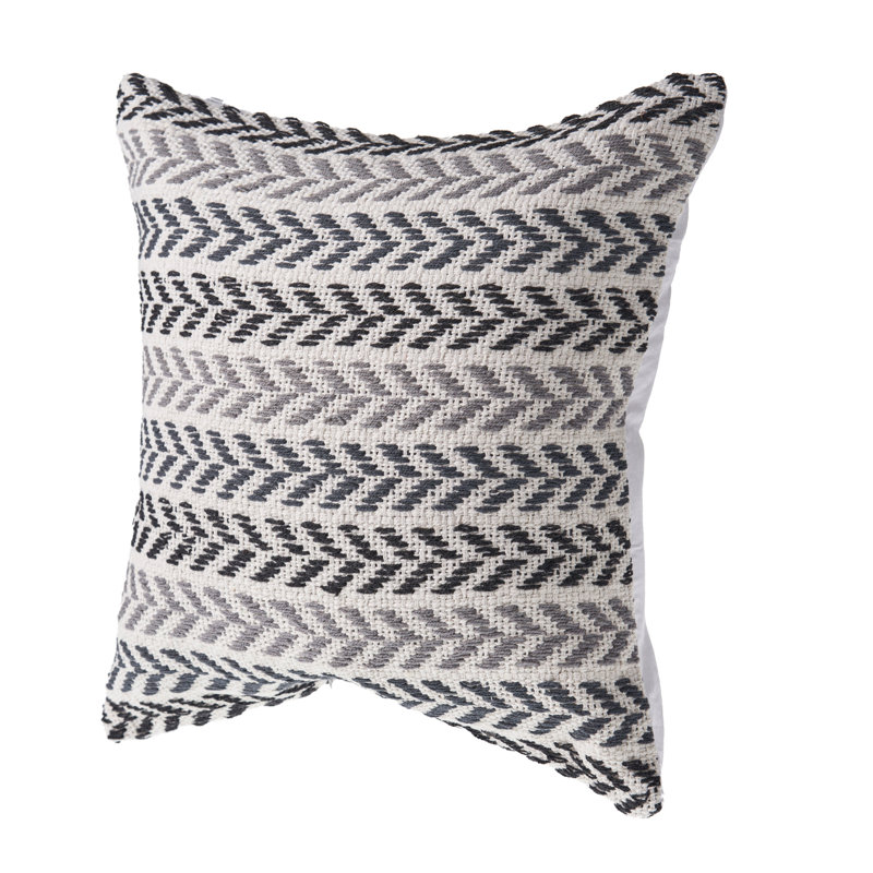 Coussin 100% coton tissé à la main, polyester, Gris / Noir