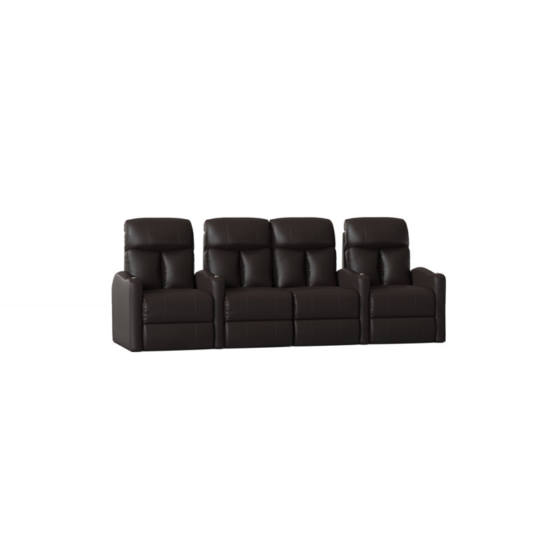 Upholstered Home Theater Seat with Cup Holder, Manual, Classic Coffee