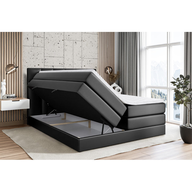 Brogen Bed, 140 cm W x 200cm L, Black