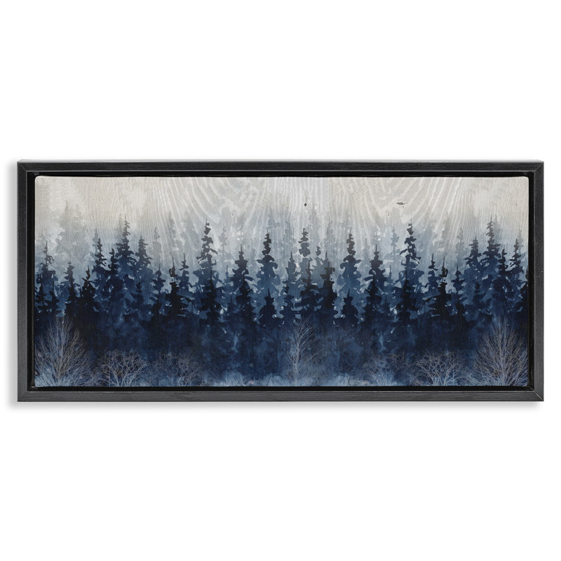 Arbre rustique bleu forêt, Cadre flottant noir de jais, H 14 po x l 31 po